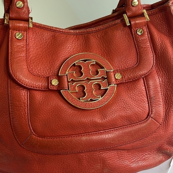 Tory Burch Amanda Orange Salmon Leather Satchel Shoulder Crossbody Bag - Picture 4 of 16